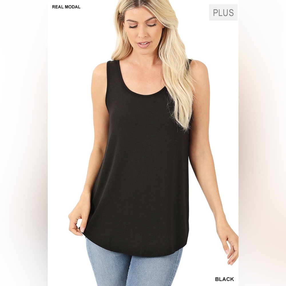 🆕 Zenana PLUS REAL MODAL SLEEVELESS ROUND NECK & HEM TOP